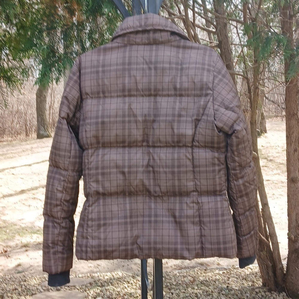 Columbia Brown Plaid Puffer Jacket 60% Down 40%feather Sz M - Picture 8 of 11